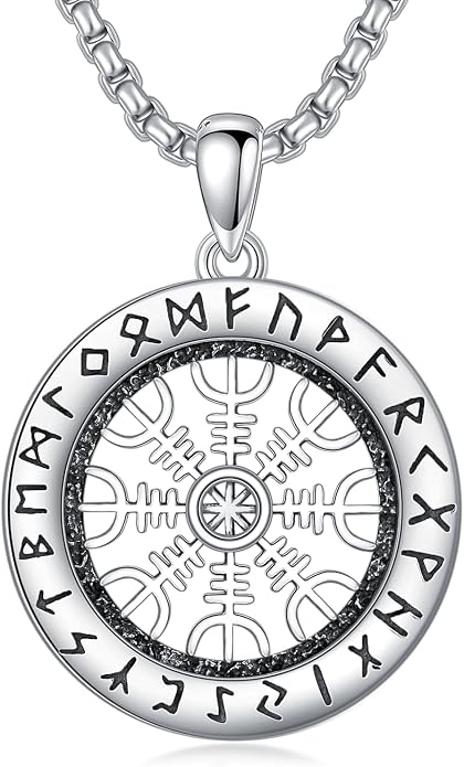 Viking Necklace for Men 925 Sterling Silver Viking Wolf/Thors Hammer/Vegvisir/Tree of Life/Compass Pendant Norse Necklace Amulet Talisman Christmas Gifts for Him Her