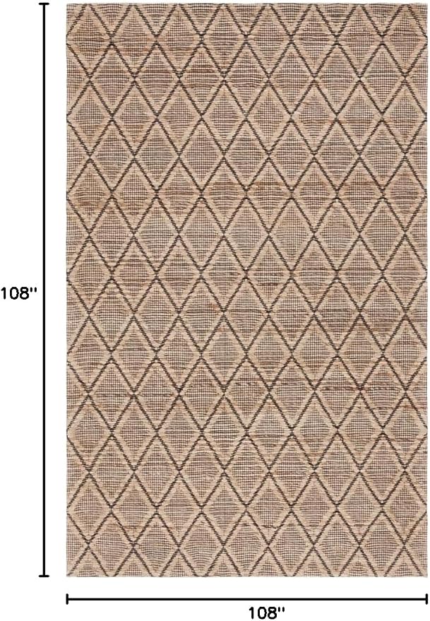 SAFAVIEH Area Rug 9' Round - Natural Fiber Collection - Light Grey, Handmade Jute & Coir, Farmhouse Style, Chunky Textured Thick Pile (NF747F)