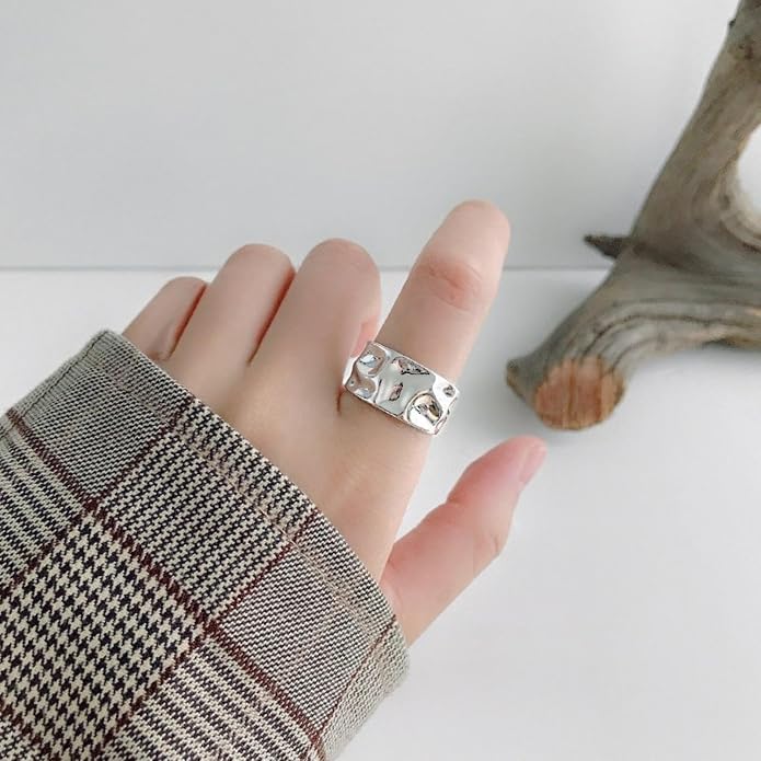 925 Sterling Silver Ring Minimalist Adjustable Rings Band Handmade Rings for Women Girls