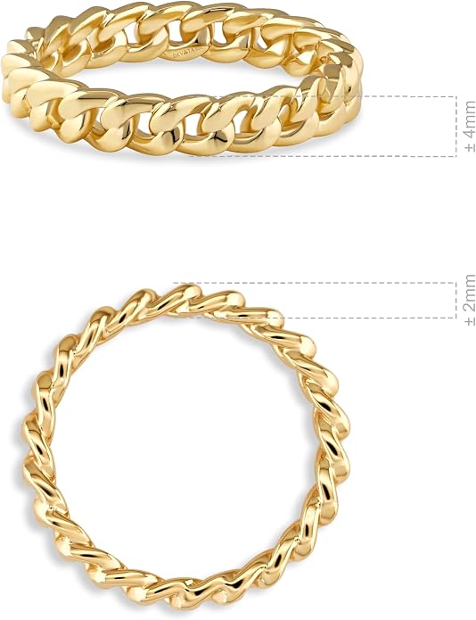 DEVATA Gold or Rhodium Plated Sterling Silver 925 – Eternity, Band Ring for Women – Heart, Knot, Clover, Infinity, Mariner, Cable, Curb, Cuban, Figaro, Daisy, Rope, Ribbed, Dome