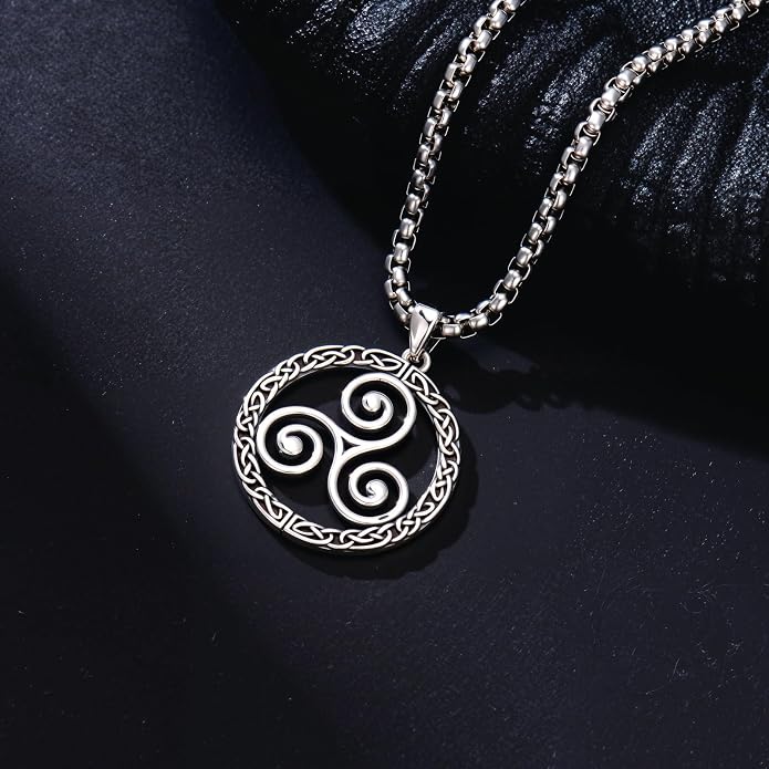 Celtic Necklace for men Sterling Silver Celtic Knot Triquetra Triangle Trinity Necklace Gift for Men