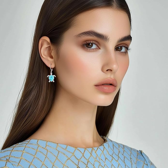 Tree of Life/Cat/Turtle/Butterfly/Flower/Celtic/Turquoise/Moonstone Dangle Earrings for Women Sterling Silver Cute Animals Drop Earrings Jewelry Gifts
