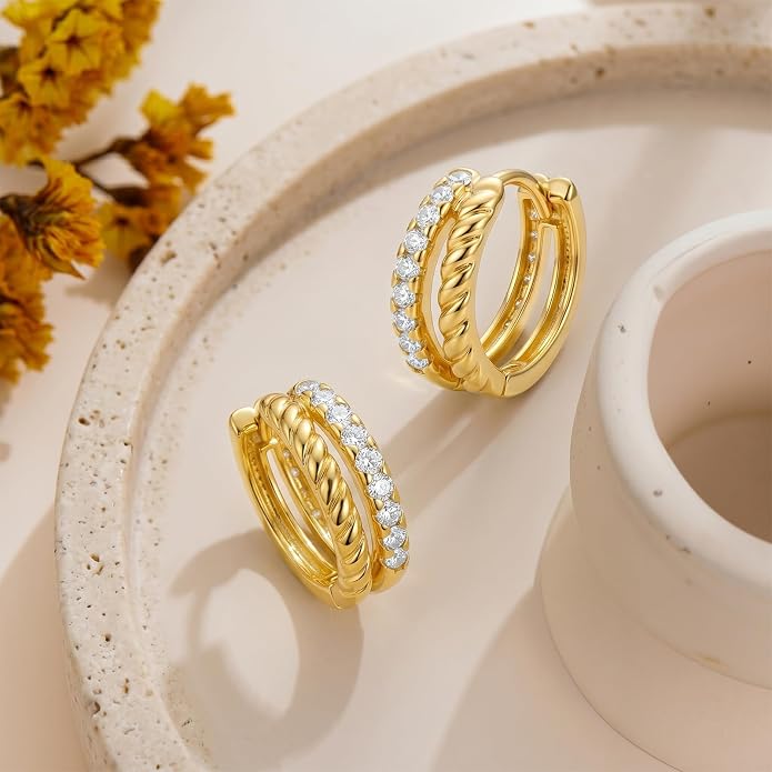 Gold Dainty Hoop Earrings for Women Hypoallergenic Lightweight 14K Gold Huggie Earrings Jewelry Valentines Day Gifts for Wife Girlfriend Her