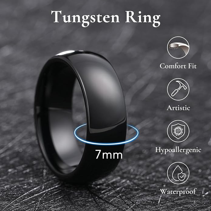 King Will Tungsten Carbide Wedding Band for Men Women Promise Rings for Couples Domed High Polish