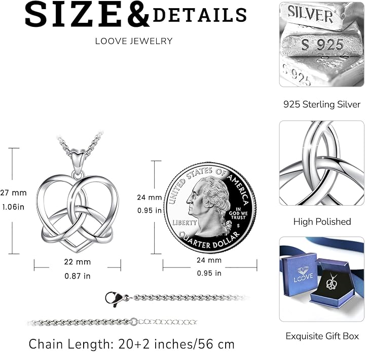 Pentagram Necklace Sterling Silver Triple Moon Goddess/Celtic Knot Witches Knot/Ankh/Sun and Moon/Hecate/Lilith/Santa Muerte/Tetragrammaton Pendant Necklace Pagan Wiccan Magic Egyptian Amulet Jewelry for Women Men