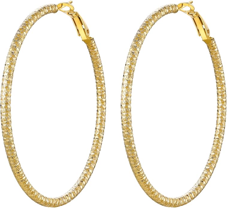 PROSTEEL 30/40/60/80/100mm Chunky Hoop Earrings For Women Gold Plated/Black Stainless Steel Hoops Earrings Statement Jewelry