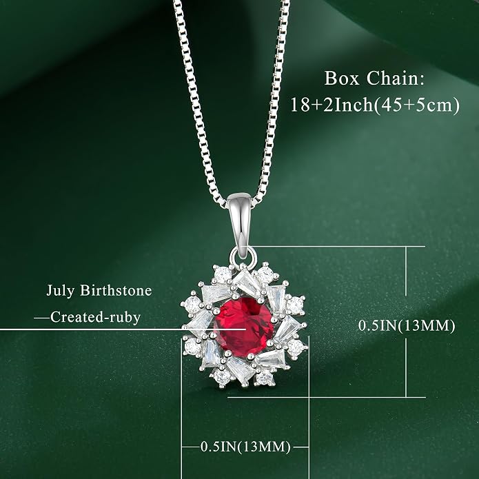 Birthstone Necklace 925 Sterling Silver Round 5A Cubic Zirconia Pendant Necklace Jewelry Birthday Gifts for Women