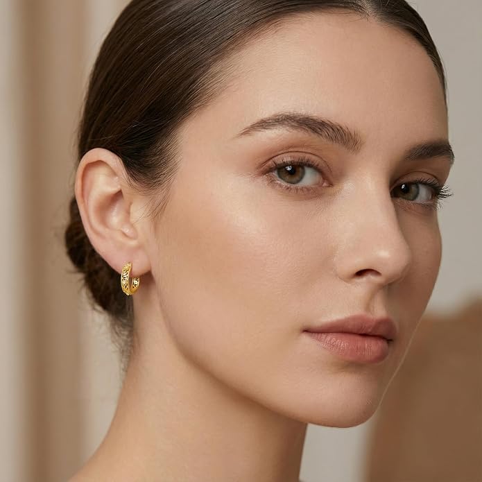 Gold Dainty Hoop Earrings for Women Hypoallergenic Lightweight 14K Gold Huggie Earrings Jewelry Valentines Day Gifts for Wife Girlfriend Her