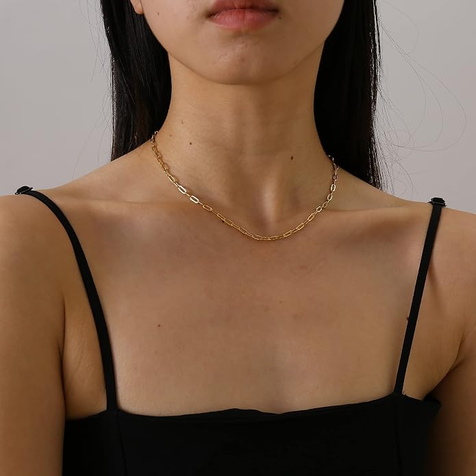 Gold Chain Necklace for Women Dainty Simple Satellite Beaded Twisted Chain Choker Necklace Everyday Jewelry Christmas Gifts