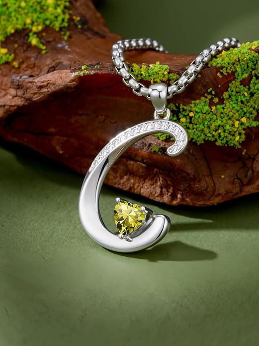 Birthday Gifts for Women Alphabet A to Z Initial Birthstone Pendant Necklaces for Women - 18k White Gold Plated Personalized Name Jewelry Anniversary Graduation Gifts for Wife Her Daughter Girlfriend(with Gift Box)