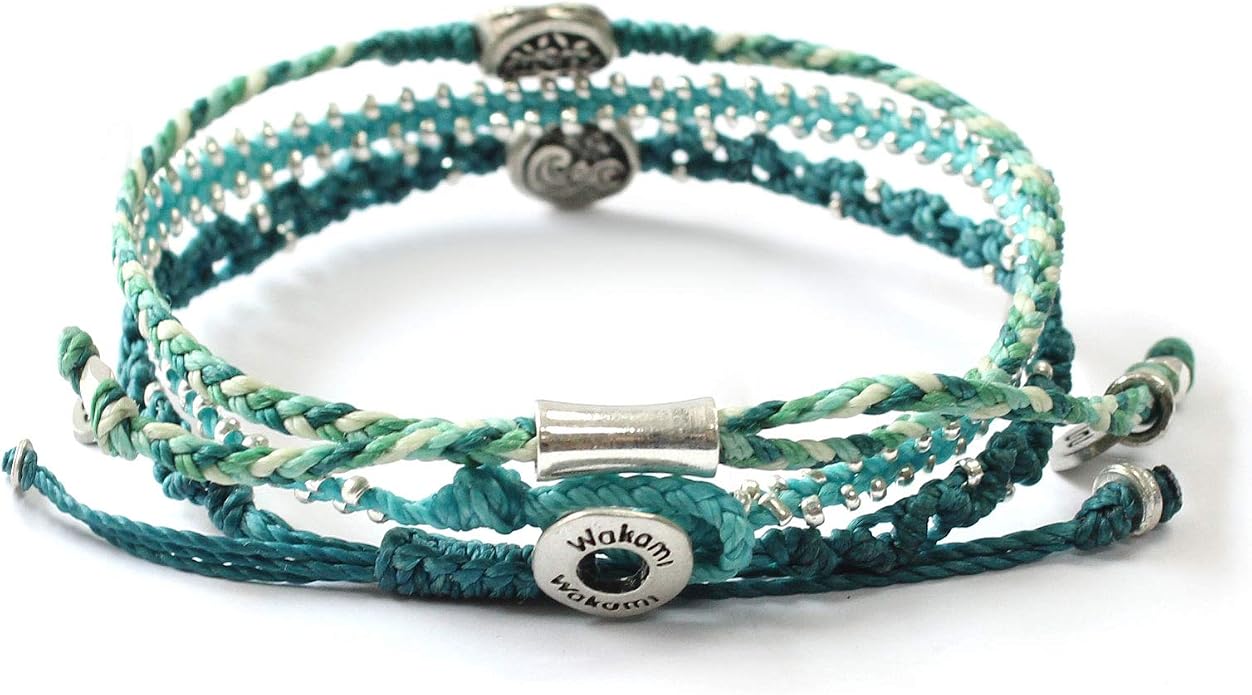 Wakami Boho Charm Bracelet Stack | Braided Beaded Stackable Bracelets for Women | Waterproof Fair Trade Handmade Boho Jewelry for Women and Men