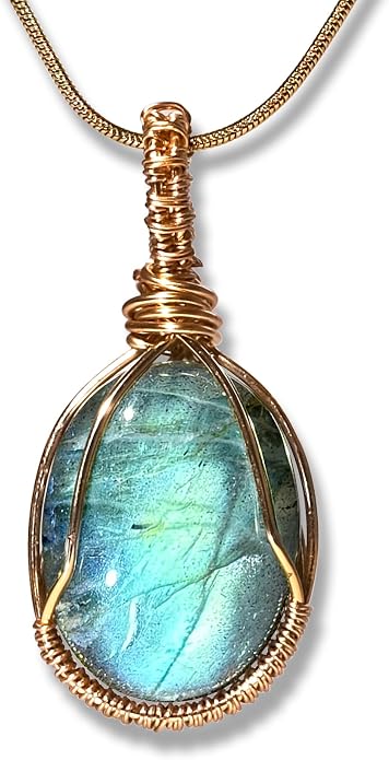 Natural Faceted Labradorite Pendant Necklace – Unique Stone of Magic & Transformation, Iridescent Flash Gemstone Jewelry, Handmade Healing Crystal Gift for Women, Birthday, Anniversary, Spiritual Awakening & Intuition