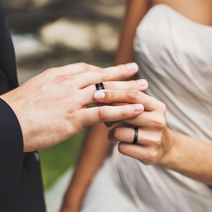 King Will Titanium Wedding Band for Men Women-Sliver/Black/Gold Plated Pure Titanium Wedding Ring, 3-9mm Widths Available Brushed Matte Design Comfort Fit Size 4-16