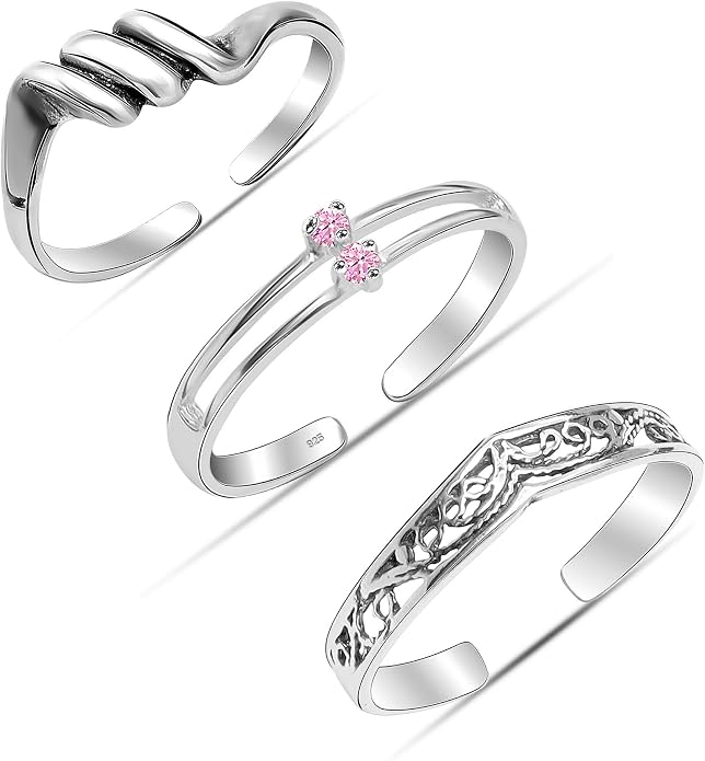 Charmsy 925 Sterling Silver Toe Rings for Women | Minimalist Open Adjustable Toe-Rings Band | Women's Cuff Toe Ring Summer Beach Foot Jewelry