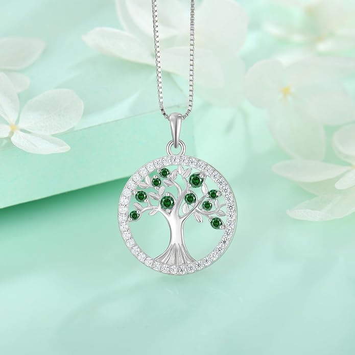 STARCHENIE Tree of Life Necklace 925 Sterling Silver Pendant for Women Family Tree Necklaces Birthstone Jewelry for Her Wife Mom Grandma