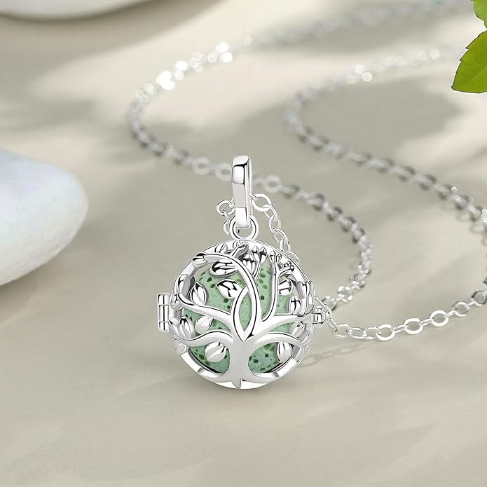 INFUSEU Aromatherapy Necklaces for Women Essential Oil Diffuser Jewelry with 7 Lava Stones, Fun Gifts for Relaxation and Stress Relief
