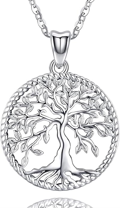 Odinstone Tree of Life Necklace, Sterling Silver Pendant for Women Family Tree Necklaces Jewelry for Mom/Wife/Grandma(With Fine Gift Box)