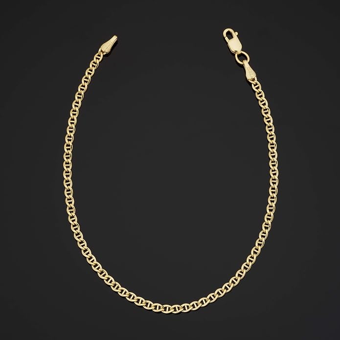 Solid 14k Yellow Gold Filled Mariner Link Ankle Bracelet (2.55 mm, 10 inch)