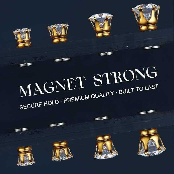GEMQUEEN Moissanite Magnetic Earrings for Men Women : 18K White Gold Plated Hypoallergenic Stainless Steel Non Piercing Clip on Fake Earrings Studs Dainty Moissanite Earring Jewelry D Color VVS1