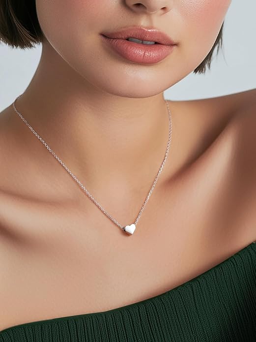 ChicSilver 925 Sterling Silver Heart Initial Necklaces for Women -Dainty Personalized Heart Pendant Letter Alphabet Necklace for Women