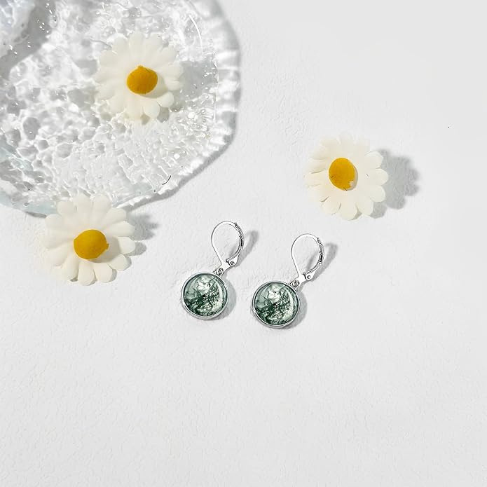 Larimar/Star/Dragonfly/Sunflower/Moonstone/Black Onyx Earrings for Women Leverback Dangle Earrings Hypoallergenic Jewelry for Women