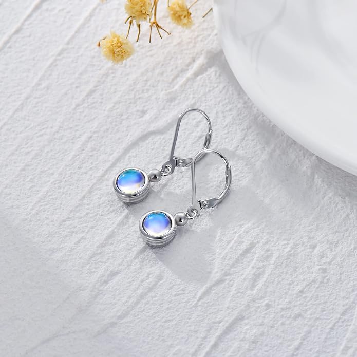 Dorunmo Moonstone Dangle Drop Earrings s925 Sterling Silver Leverback Earrings Filigree Moonstone Jewelry Birthday Gifts for Women
