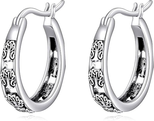 Sterling Silver Hoop Earrings Small Hoop Sun/Leaf/Triangle Huggie Earrings for Women Hypoallergenic