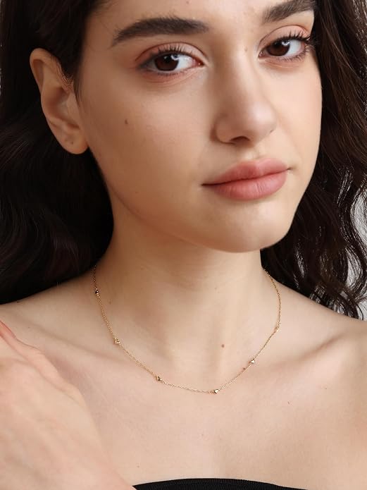 FRUMOS Gold Plated Necklace for Women, Dainty Layered Chain Necklace, Fashion Jewelry for Daily Wear