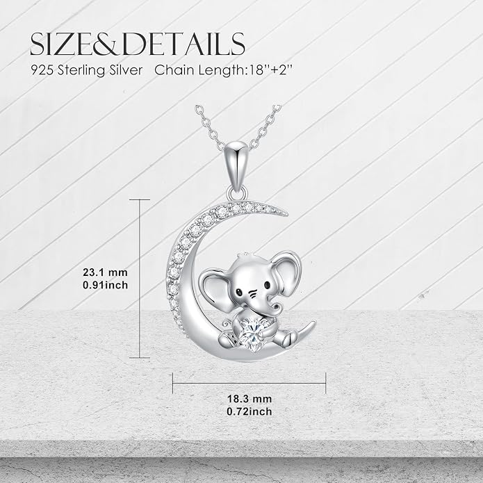 PROESS Animal Birthstone Necklace 925 Sterling Silver Otter/Axolotl/Hippo/Elephant/Dachshund/Monkey/Red Panda Pendant Necklace Animal Birthstone Jewelry Gifts for Women