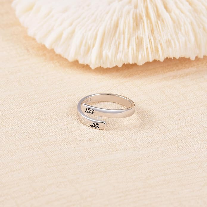 BEILIN 925 Sterling Silver Inspirational Jewelry Rings Adjustable Ring Personality Encouragement Gift for Teens Women