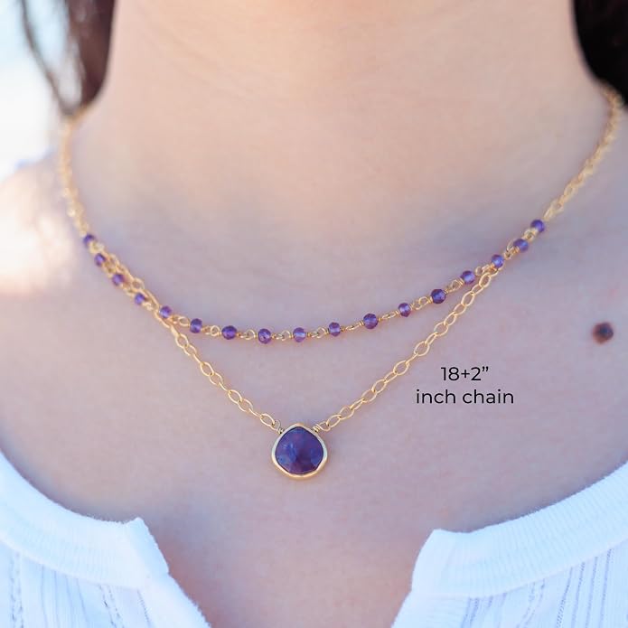 Layering Necklace for Women, Premium Layered Gold Healing Crytsal Necklaces - Tarnish Free 18K Gold Vermeil Certified S925 Classic Stack Necklace Gold Jewelry for Women - Mothers Day Gifts for Mom Wife