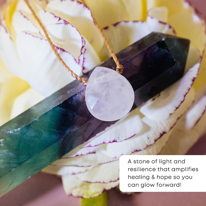SOULKU Handcrafted Necklace, Empowerment Jewelry With Healing Crystal, Inspirational Jewelry For Women, Mom & Sister Gifts, 2" Extender With Lobster Clasp, 16" Nylon Cord