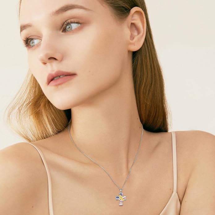 Cross Necklace for Women 925 Sterling Silver Crucifix Pendant Christian Cross Jewelry for Women Men