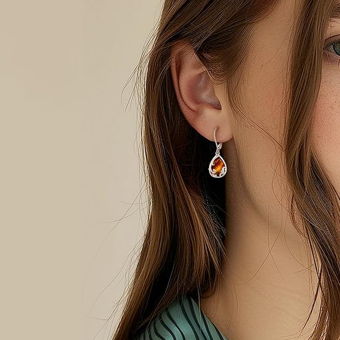 Dangle Earrings Sterling Silver Moonstone/Turquoise/CZ/Crystal Earrings for Women Tree of Life Animal Filigree Leverback Earrings Jewelry Gifts
