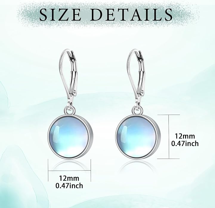 Larimar/Star/Dragonfly/Sunflower/Moonstone/Black Onyx Earrings for Women Leverback Dangle Earrings Hypoallergenic Jewelry for Women