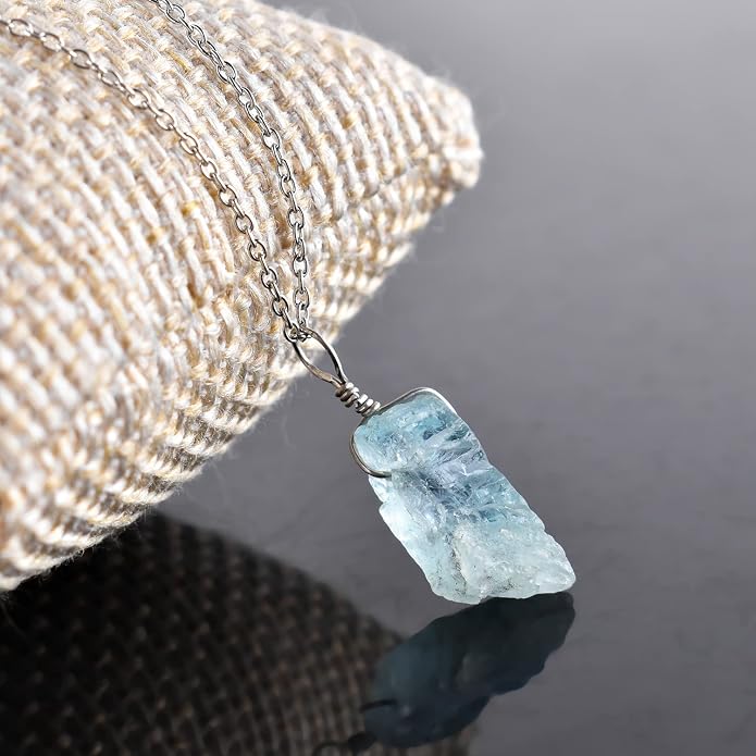 Raw Multi Gemstone Pendant Necklace for Women, Healing Crystal Chakra Stone Birthstone, 925 Sterling Silver Birthday Christmas Gifts for Her