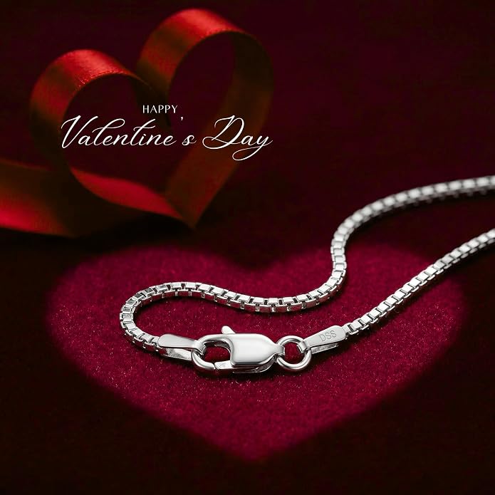 925 Sterling Silver 0.8 mm Italian Silver Diamond Cut Box Necklace Chain for Women & Men, 22 Inch Luxury Chain with Upgraded Lobster Clasp, Hypoallergenic - Made in Italy