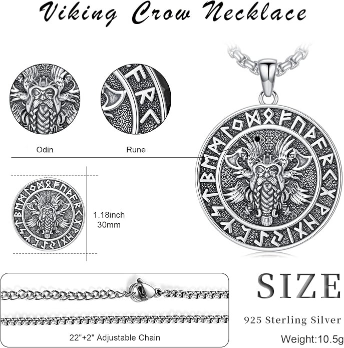 Viking Necklace for Men 925 Sterling Silver Viking Norse Pagan Jewelry Gifts for Women