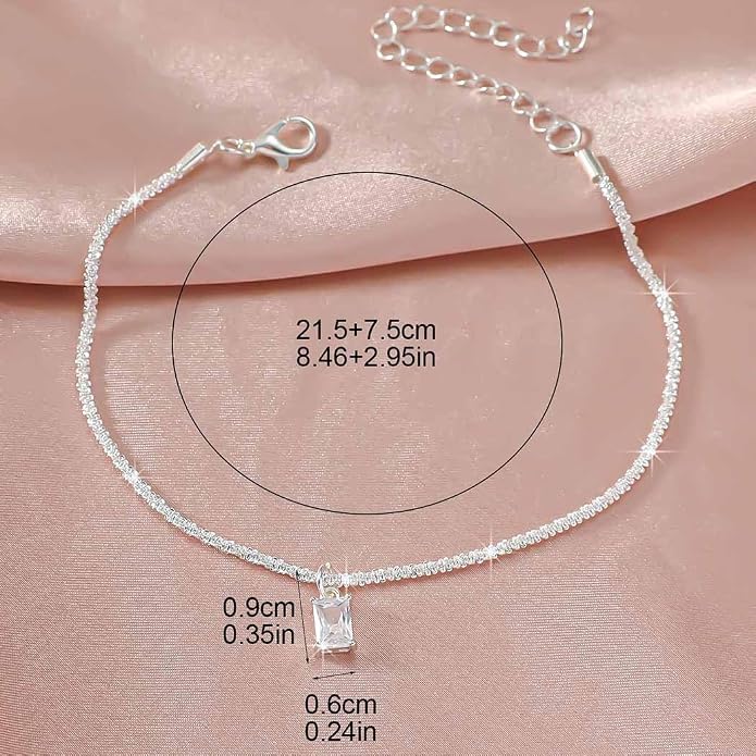 Yalice 925 Sterling Silver Ankle Bracelets for Women Dainty 14K Gold Plated Anklets Set Shiny Waterproof Ankle Chain Cross Beach Foot Jewelry Gifts