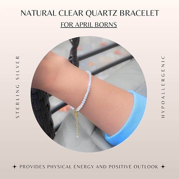Faceted Bracelet for Women, Certified 925 Sterling Silver with 18K Gold Vermeil Healing Crystal Bracelets for Women - Crystals and Healing Stone Bracelet Women Jewelry for Gift