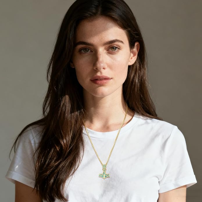Celtic Cross Tree of Life Necklace for Women Sterling Silver Thor Hammer Tree of Life Pendant Irish Knot Cross Amulet Tree of Life Jewelry