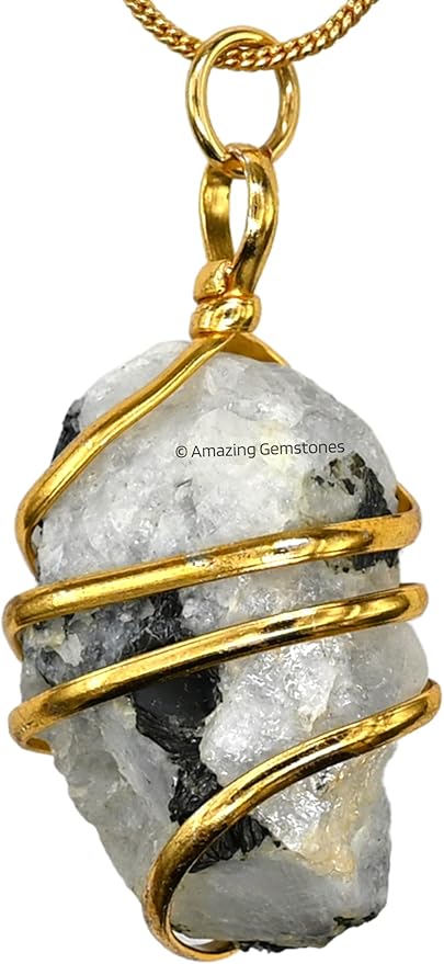 Amazing Gemstone Rainbow Moonstone Crystal Necklace for Women - Premium Raw Healing Crystals for Gifts for Mom, Mothers, Teen Girls and Girlfriend