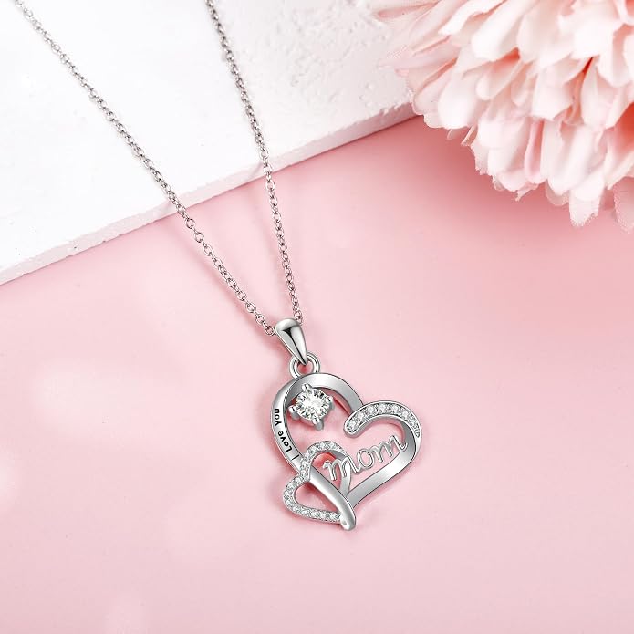 Mother Necklaces Sterling Silver Mom/Mommy of an Angel/Mom Thor Hammer/Heart Footprint Pendant Birthday Mothers Day Jewelry for Women