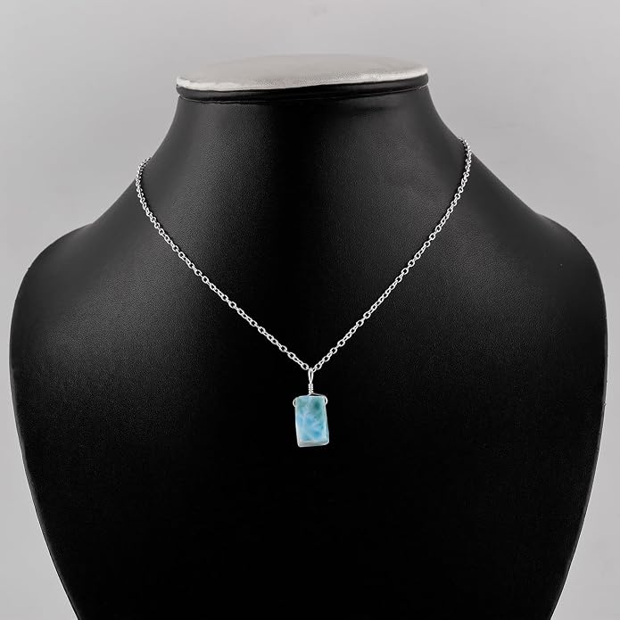 Raw Gemstone Dainty Pendant Necklace for Women, Natural Birthstone Handmade Jewelry, Healing Chakra Crystal, Silver Plated Chain 18" Birthday Gift for Her