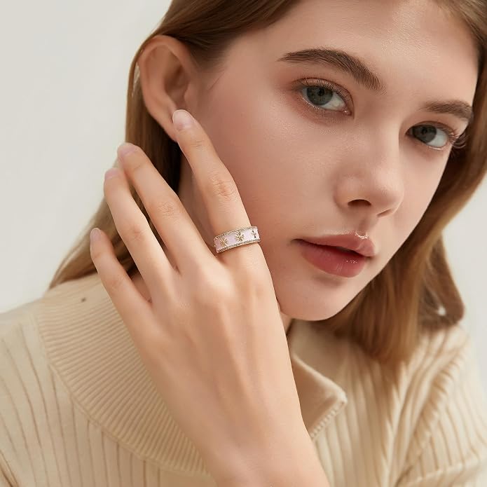 Vintage 14k Gold Ring for Women - Adjustable Carving Open Ring Unique Boho Jewelry Gift for Wedding Band & Daily Wear Ring