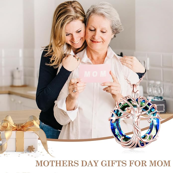 TOUPOP Tree of Life Necklace Gifts for Women 925 Sterling Silver Family Tree Pendant with Crystal Birthday Irish Jewelry Gifts for Women Her Wife Mom
