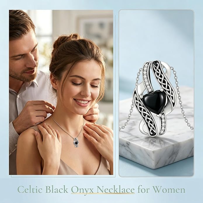PELOVNY Celtic Knot Necklaces for Women 925 Sterling Silver Gemstone/Birthstone Teardrop Infinity Necklace Irish Celtic Pendant Jewelry Gifts for Mom Daughter Wife
