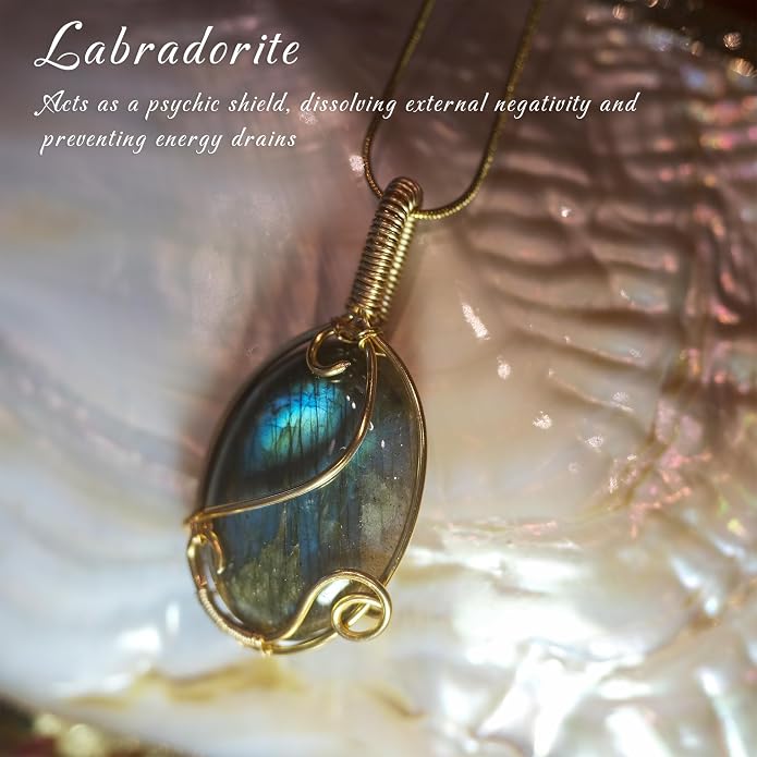 Natural Faceted Labradorite Pendant Necklace – Unique Stone of Magic & Transformation, Iridescent Flash Gemstone Jewelry, Handmade Healing Crystal Gift for Women, Birthday, Anniversary, Spiritual Awakening & Intuition