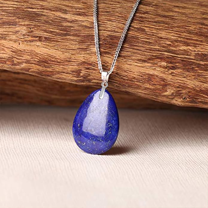 iSTONE 925 Sterling Silver Natural Crytral for Womens Pendant Necklace, Gemstone Birthstone with 17.8" Silver Chain Ladies