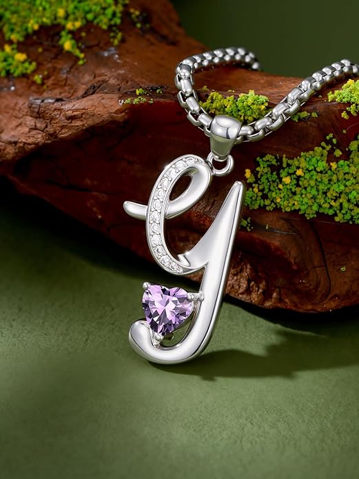 Birthday Gifts for Women Alphabet A to Z Initial Birthstone Pendant Necklaces for Women - 18k White Gold Plated Personalized Name Jewelry Anniversary Graduation Gifts for Wife Her Daughter Girlfriend(with Gift Box)